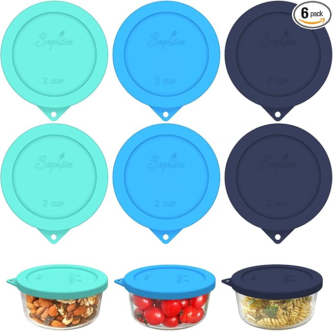 SOPHICO 2 Cup Silicone Lids Replacement for Pyrex & Anchor Hocking 7200-PC | Food Grade Silicone, Leakproof、Airtight Lids, Dishwasher Microwave Safe