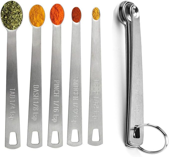 Measuring Spoons,Includ 1/4 tsp, /8 tsp,1/16 tsp,1/32 tsp,1/64 tsp | 5Pcs Measuring Spoons Set,Tablespoon and Teaspoon for Measure Liquid and Dry Ingredients,Stainless Steel measuring Cups