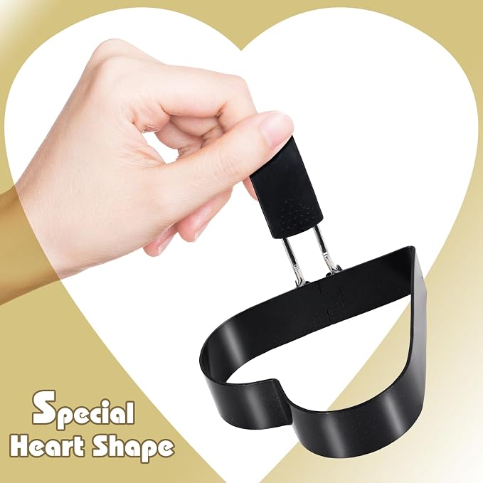 2-Pack Round+Heart Egg Rings Set with Silicone Handle, Stainless Steel Egg Cooking Rings，Nonstick，For Frying Eggs and English Muffins Pancake, Egg Mold Shaper For Breakfast