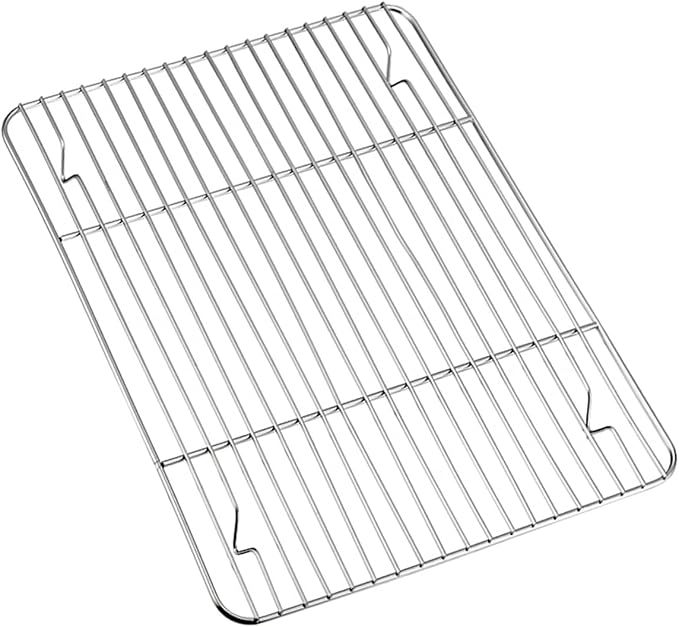 P&P CHEF 4 Pcs Baking Wire Rack for Cooling, 8.6 Inch | Rectangle Cooling Racks for Cooking and Roasting, Fit for Oven Pan, Healthy & Non-Toxic, Rust Free & Dishwasher Safe
