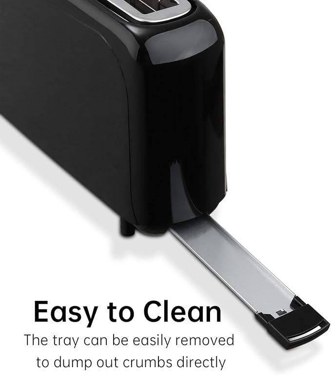 SEEDEEM 2 Slice Slim Toaster, 10" Long Slot, 6 Shade Settings, Black | Long Slot, 6 Shade Settings, Cancel/Reheat/Defrost, Removable Crumb Tray