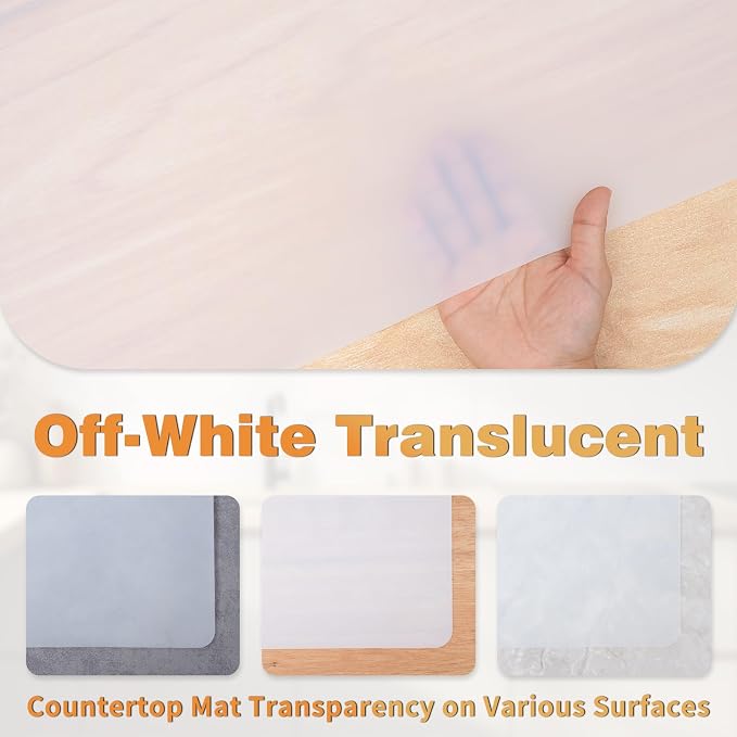49.2" x 15.7" Large Silicone Mat for Kitchen Counter Protector, Cuttable | Silicon Countertop Protector Mat Heat Resistant Mats for Countertop, Cut to Fit Placemat Ship Roll by Foepoge, Translucent