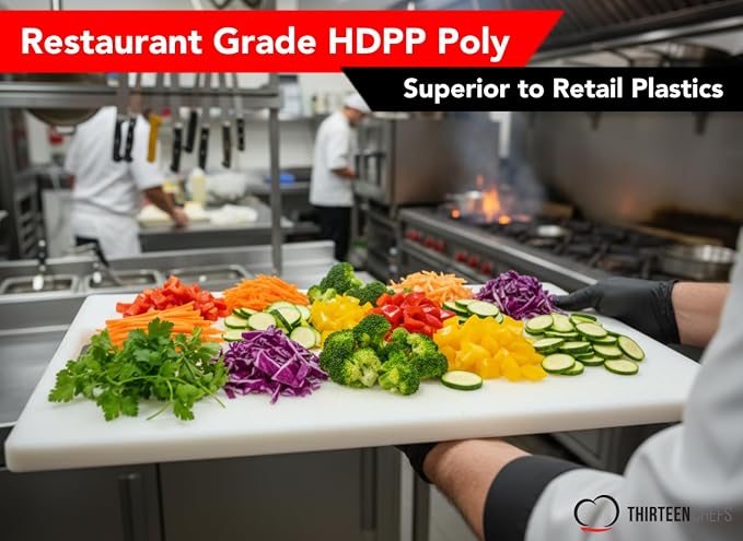 Commercial Grade White Cutting Board - 24 x 18 x 0.5 Inch Extra Large, Superior HDPP Plastic is NSF Approved for Food Service and Kitchens