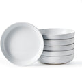 famiware Milkyway 33 oz Pasta Bowls Set of 6, Light Gray | Scratch-Resistant Stoneware Salad Bowls, Stackable, Dishwasher & Microwave Safe, Lead-Fre