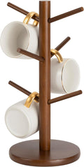 MyLifeUNIT Mug Holder Tree, Coffee Cup Holder with 6 Hooks (Brown) | Anti-slip padded bottom, space-saving compact design, easy air drying, sturdy tip-resistant structure