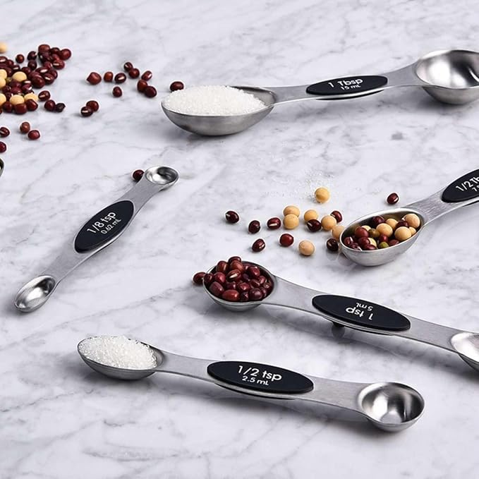 19-Pc Magnetic Measuring Cups and Spoons Set, with Lid, Black | Includes 1 cover, 9 stackable cups set & 9 black magnetic spoons, BPA-free & dishwasher safe, for liquid and dry baking