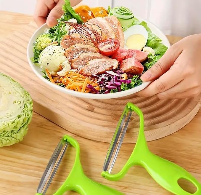 Non-Slip Cabbage Peeler & Shredder, Dual Sharp Blades for Effortless Vegetable Peeling, Julienne Cutter, Kitchen Gadget, Durable Vegetable Slicer, Easy Grip, Stainless Steel, Green
