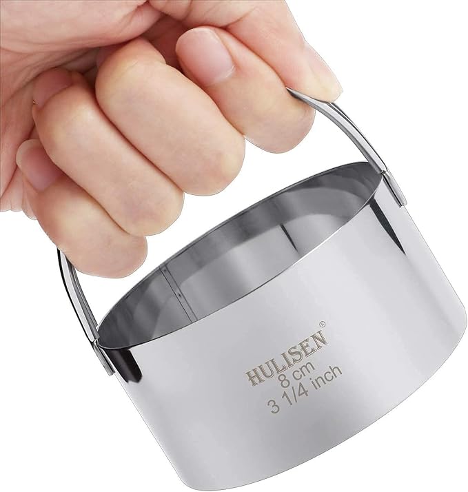 HULISEN 5-Pc Biscuit Cutters, Pastry Scraper, Dough Blender, Silicone Mat | Stainless Steel, Dishwasher Safe, Etched inch/cm Markings, Gift Package, Ergonomic Rubber Grip, Professional Baking Tools