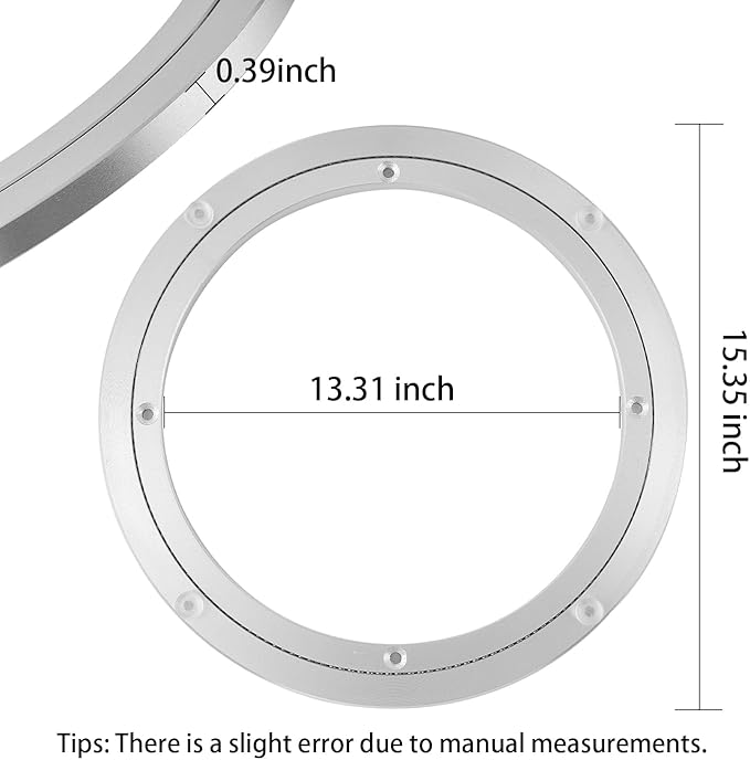 QDiShi 16 Inch Lazy Susan for Table Top, Heavy Duty Turntable Aluminum Bearing 360° Swivel Rotating Turntable Bearings Swivel Plate Hardware for Dining-Table and Workbench (16 inch)