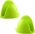 1 Pair Green, Mini Silicone Oven Gloves, Mini Finger Protector Pot Holder for Kitchen,Cooking,Baking,BBQHeat Resistant Gloves，can be Washed in the Dishwasher