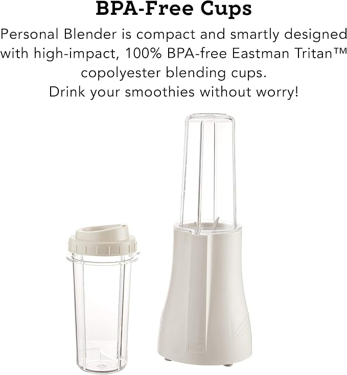 Tribest PB-250 Kitchen Grinder & Personal Blender, White | For Shakes and Smoothies, BPA-Free Portable Blender Cups