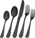 Matte Black Silverware Set,SHARECOOK Satin Finish 30-Piece Stainless Steel Flatware Set,Kitchen Utensil Set Service for 6Tableware Cutlery Set for Home and Restaurant, Dishwasher Safe
