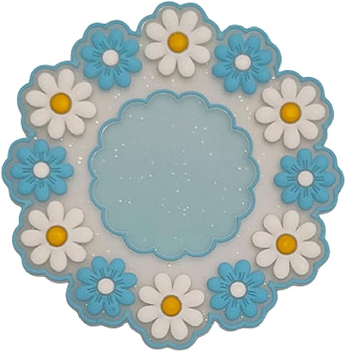 3Pcs Insulation Mat Daisy Cup Mat Cute Coaster Non-Slip Pad,Blue | Silicone Heat Insulation Table Mat,Bowl Placemat,Desk Decoration