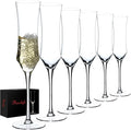 Champagne Flutes Set of 6 - Hand Blown Crystal Champagne Glasses With Long Stem - 7 oz Elegant Sparkling Wine Stemware - Unique Gift for Birthday,Wedding,Father's Day,Housewarming