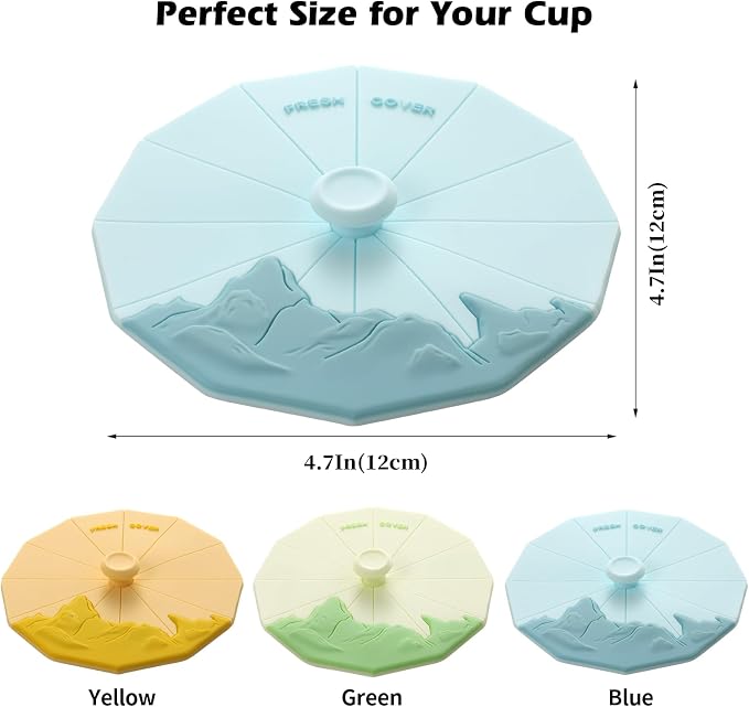 Silicone Cup Covers (Set of 3),Multicolored Silicone Lids,coffee cup cover | Mug Covers for Mugs, Cups, Tea Pots,Cup Lids for Coffee & Tea