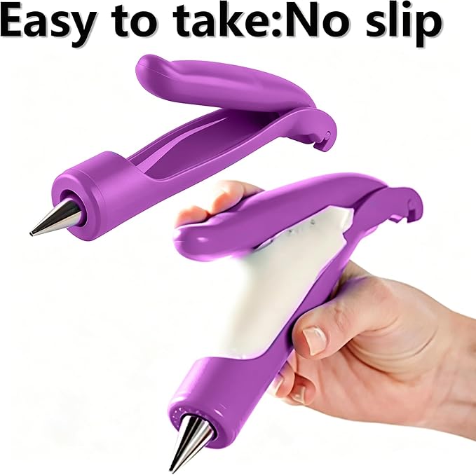 WAFJAMF Cake Decorating Pen Kit Pastry Icing Piping Bag Set Purple | Handheld control stainless steel tips for cupcakes, cookies, fondant; easy DIY baking tools for beginners