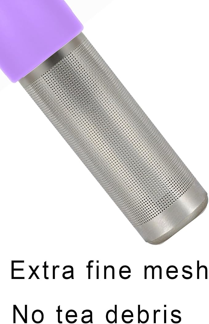 Loose Leaf Tea Steeper Infuser Extra Fine Mesh Stainless Steel, Purple | Stainless Steel Fun Person-shaped Design Tea Strainer Filter with Silicone Handle for Loose Tea Ball for Cup Mug