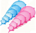 12 pcs Silicone Stretch lids set(6 Sizes,blue&pink)