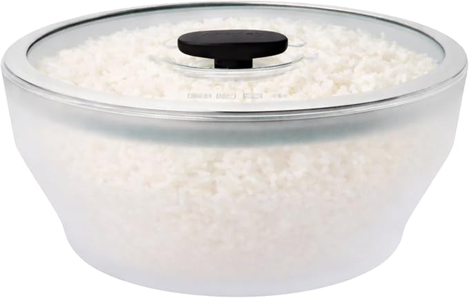 Anyday 12-Cup Glass Microwave Rice Cooker with Lid (Black Sesame) | Microwavable Safe Cookware, Pasta, Grains & Vegetable Steaming, BPA Plastic Free, Even Reheating, Stackable Airtight