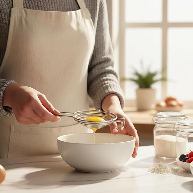 Silver Egg Separator, Yolk White Separator Tool, Food Grade Stainless Steel Egg Divider Egg Sieve Egg Extractor, Kitchen Gadget Cooking Baking Tool, Kitchen and Dining