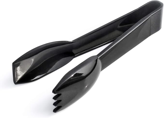 New Star Foodservice 42290 Utility Tong, High Heat Polycarbonate Plastic, Straight Edge, 6 Inch, Set of 12, Black