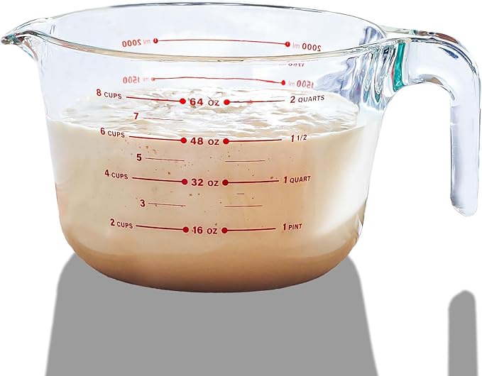 8 Cup Large Glass Measuring Cup - Kitchen Mixing Bowl, Liquid Measure Cups, Glass Bakeware Set, Punch Bowl