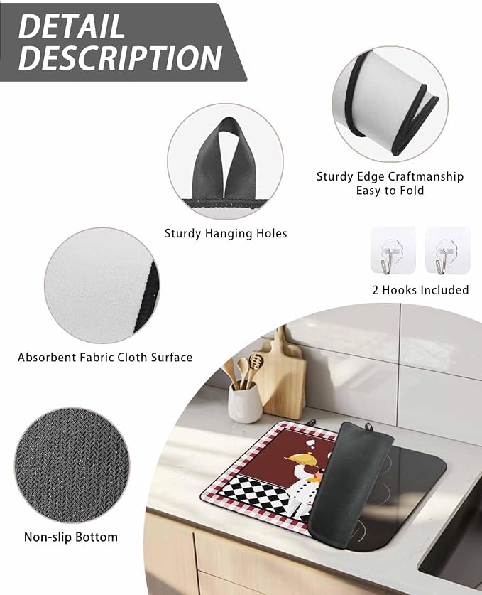 Stove Top Covers for Electric Stove 24x21 Inches, Fat Chef HeatResistant Glass Cooktop Protector, Red Gourmet Kitchen Red Black Buffalo Plaid Ceramic Stovetop Countertop Covers Mat, Oven Cover