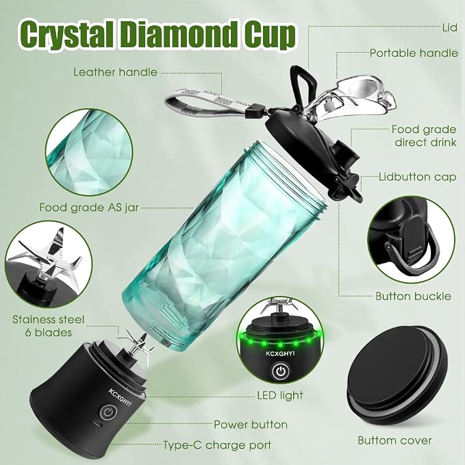 Portable Blender for Smoothies, Freshly Squeezed Juices, Milk shakes and Baby food, 20 oz BPA Free, Suitable for Outdoor Sports, Family, Travel. （Black）