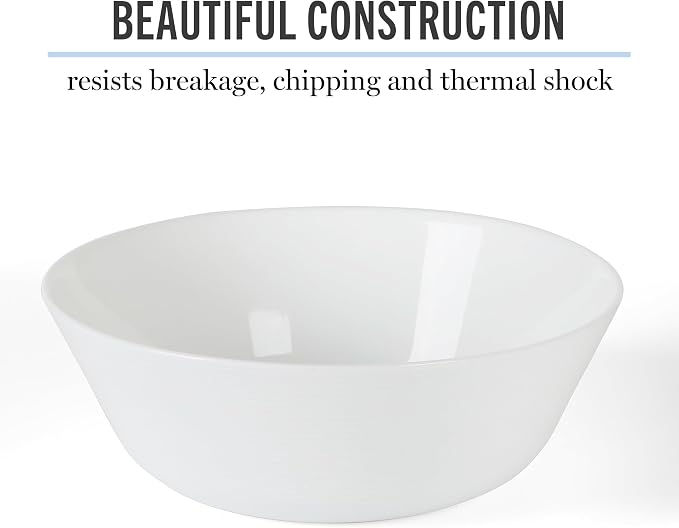 Martha Stewart Opalton 6-Piece 6-Inch Soup and Cereal Bowls – Lightweight, Chip and Break Resistant Opal Glass Bowls for Everyday Use