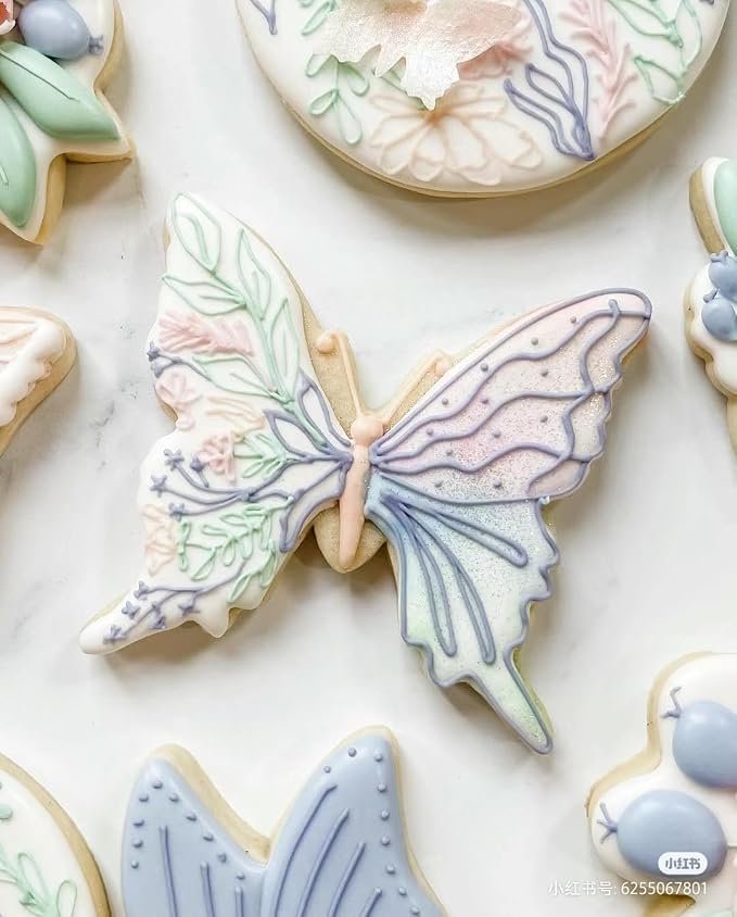 5Pcs Butterfly Flower Cookie Cutters Stainless Steel Holiday Cookie Cutter Shapes for Baking Gift Mother's Day, Father's Day, Valentine's Day, Thanksgiving