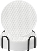 TWTLi Silicone Coasters Set of 6 with Holder — Non-Slip Drink Coasters for Coffee Table, Home Bar & Kitchen, Protects Wood & Marble Surfaces from Water Rings, Dishwasher Safe (White)