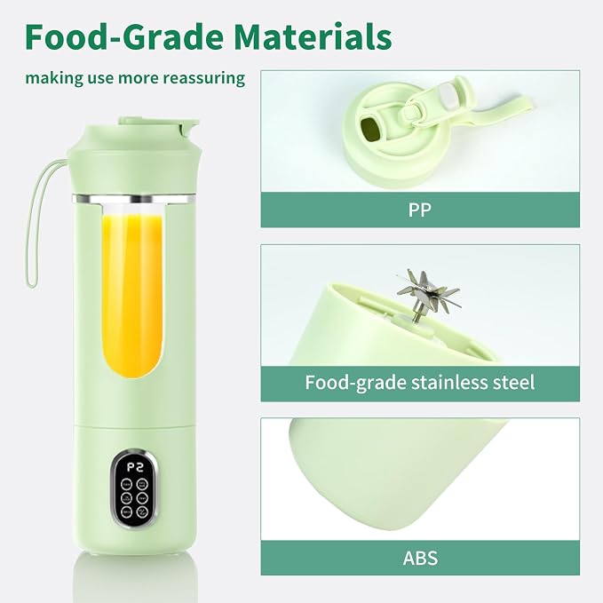 Portable Cordless Blender,Small Rechargeable Juicer | Mini Personal Blender for Smoothies and Shakes,With Automatic Cleaning Function,On The Go and Easy To Use