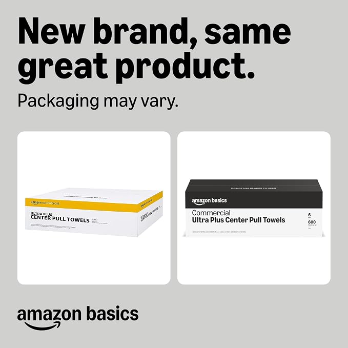 Amazon Basics 2-Ply White Centerpull Paper Towels | Bulk for Business | Compatible with Universal Dispensers | FSC Certified | 600 Towels per Roll (6 Rolls)(7.6 x 9 Sheet)(Previously AmazonCommercial)