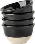 HASENSE Large Ceramic Soup Bowls Set of 4, 40 Oz Gloss Black Beige Stackable Stoneware Bowls, Farmhouse Bowls for Salad, Pasta, Ramen & Pho, Dishwasher & Microwave Safe