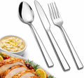 12-Piece Stainless Steel Silverware Set for 4, Mirror Polished Flatware Set Includes 4 Dinner Knives, 4 Dinner Forks & 4 Dinner Spoons, Dishwasher Safe Cutlery Set for Home Kitchen Restaurant