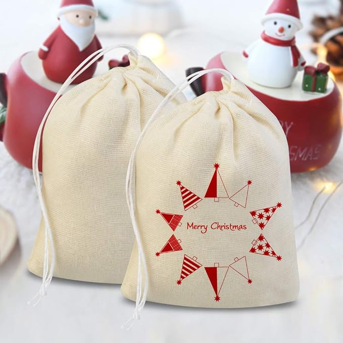 Tayfremn 200Pcs Cotton Drawstring Bags, Reusable Muslin Bag Natural Cotton Bags with Drawstring Produce Bag Bulk Gift Jewelry Pouch for Party Wedding Home Storage, Natural Color (4 x 3 Inches)