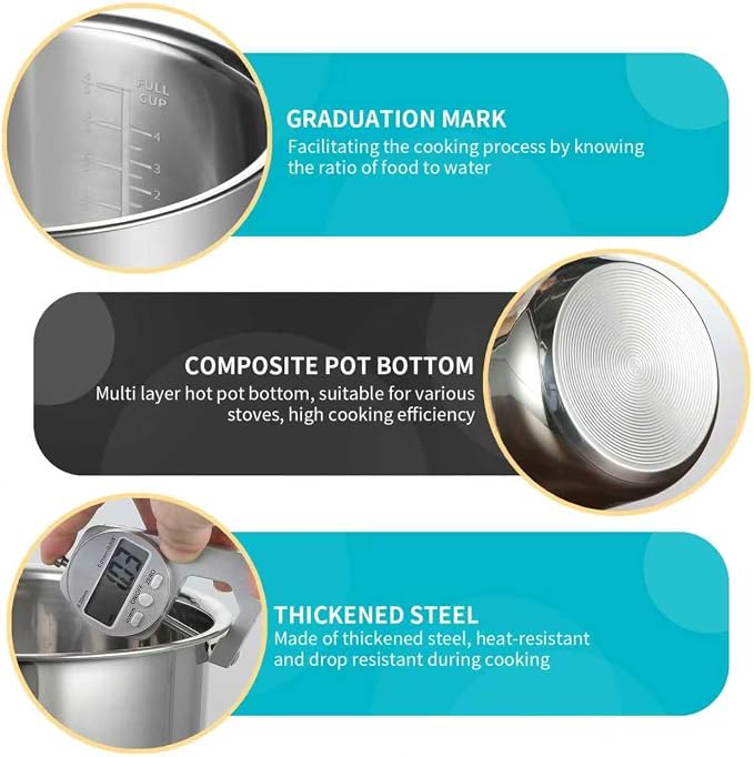 5.5-cup stainless steel inner pot - compatible with Tiger JBV-A10U model. made of 304 stainless steel. No rice cooker included.