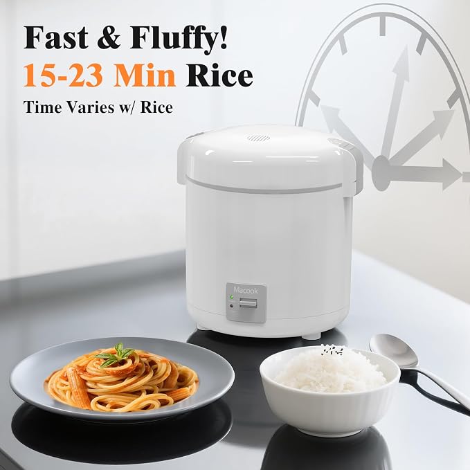 Rice Cooker Small 1-1.5 Cups Uncooked(3 Cups Cooked), Mini Rice Cooker with Removable Nonstick Pot, One Touch&Keep Warm Function, Portable Travel Rice Cooker for Soup Grain Oatmeal Veggie, White