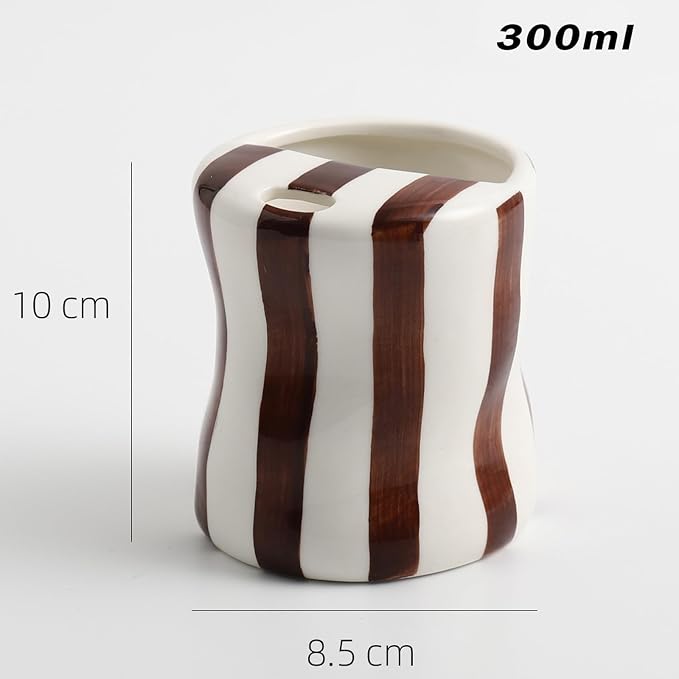 Espresso Cups Ceramic Coffee Mug Series European Striped Dot Coffee Cup And Saucer Mug Cake Plate Afternoon Tea Set Tea Cup And Saucer (Brown)