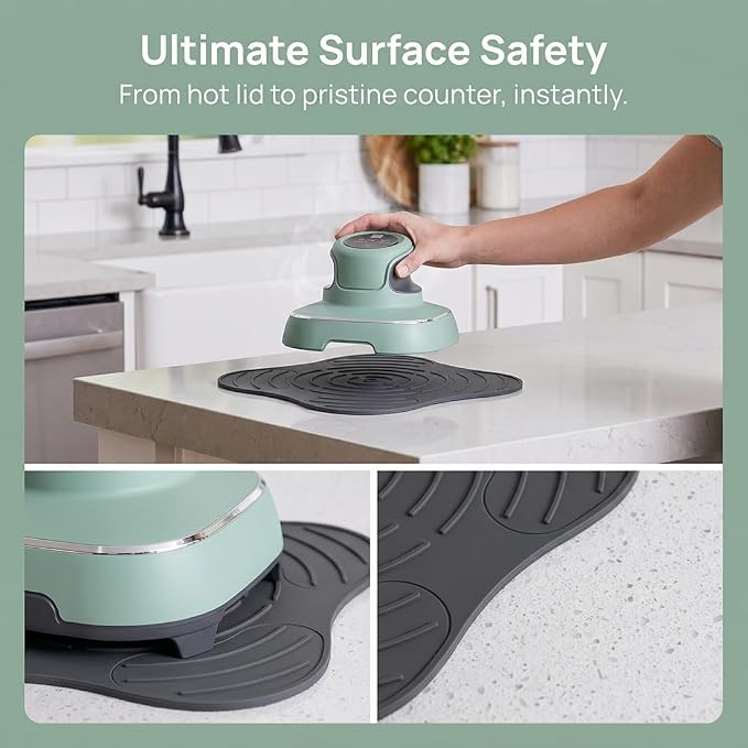 2 Pack Silicone Trivet for Hot Air Fryer, Heat-Resistant Pot Lid Mat | Compatible with Ninja Crispi, Easy to Clean, Table Surface Protection(10.8x10.6 Inch)