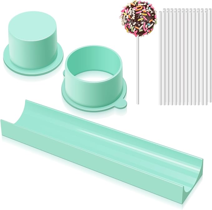 Round Cake Pop Mold Set with 9in Tray and Sticks- Blue | ABS Cake Pop Maker with Cutter and Pusher, perfect for making uniform cake pops for parties, weddings, and homemade desserts.