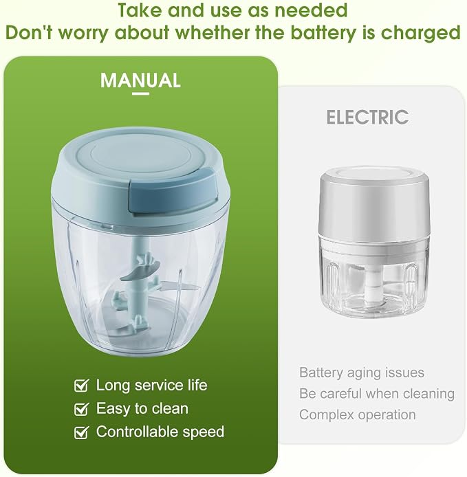 Small Manual Food Processor Protable Meat Salad Fruit Chopper Onion Cutter Garlic Mincer Kitchen Gadgets,900ml