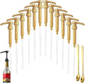 12 Pcs Gold Coffee Syrup Pump Compatible with 25.4Oz/750ml Bottles | Syrup Dispenser Pumps, Great for Home & Coffee Bar, Drinking Mixes, Tea, Beverage, Cocktails, Syrup Bottles, Plus Spoons