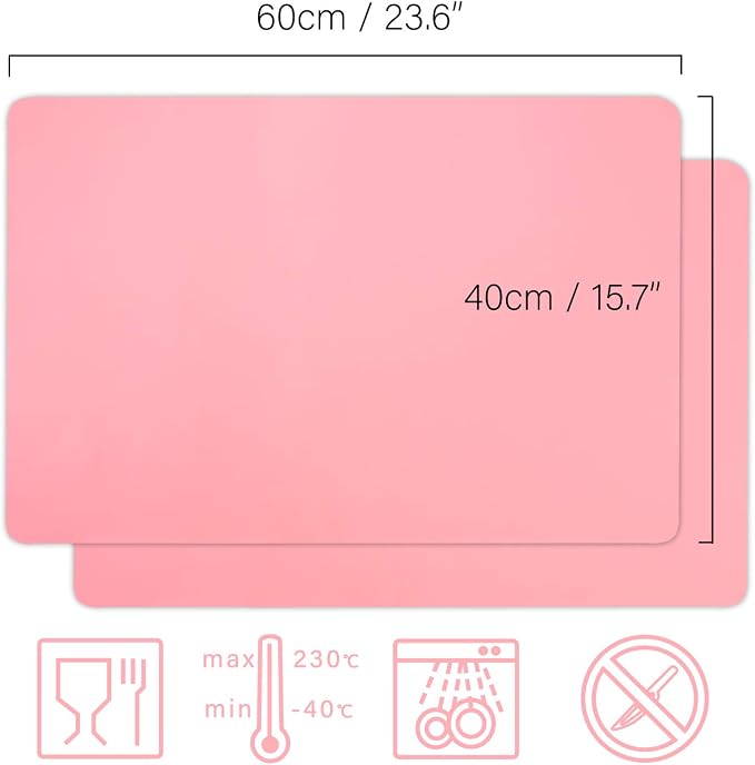 Gartful 23.6 x15.7 inch Resin Silicone Mats, X-Large Silicone Sheets for Jewelry Casting Molds, Nail Art, Acrylic Pouring, Nonstick Table Protector, Multipurpose Mat, Pink, Set of 2