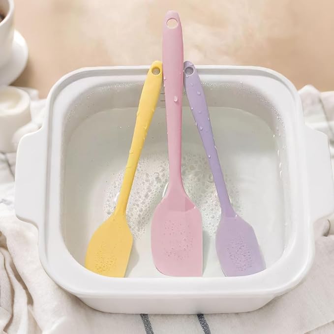 6 Pack Silicone Spatulas 10.9 in Large & 8.2 in Small, Nonstick Heat Resistant Mixing Tools for Baking Cookware