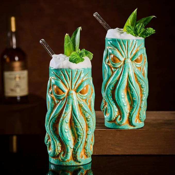Kraken Ceramic Tiki Mug, 18 oz Hi Ball 1 pc Set