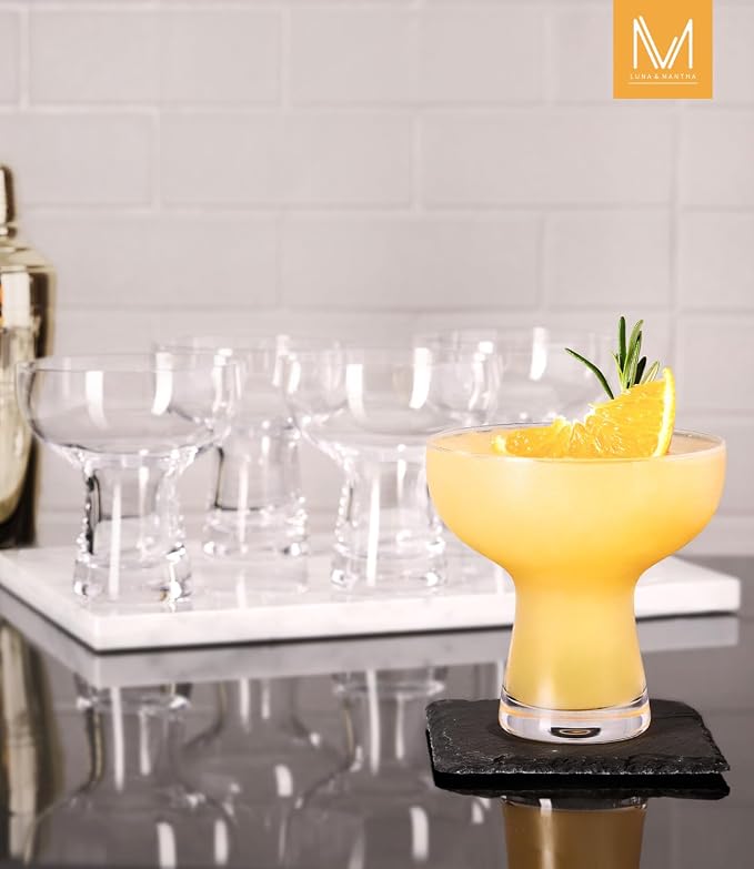 Martini Glasses Set of 4, 10oz, Coupe Cocktail Glasses for Margarita | Manhattan, Cosmopolitan, Espresso, Home Bar, Evening Parties, Birthdays, Housewarming Gift