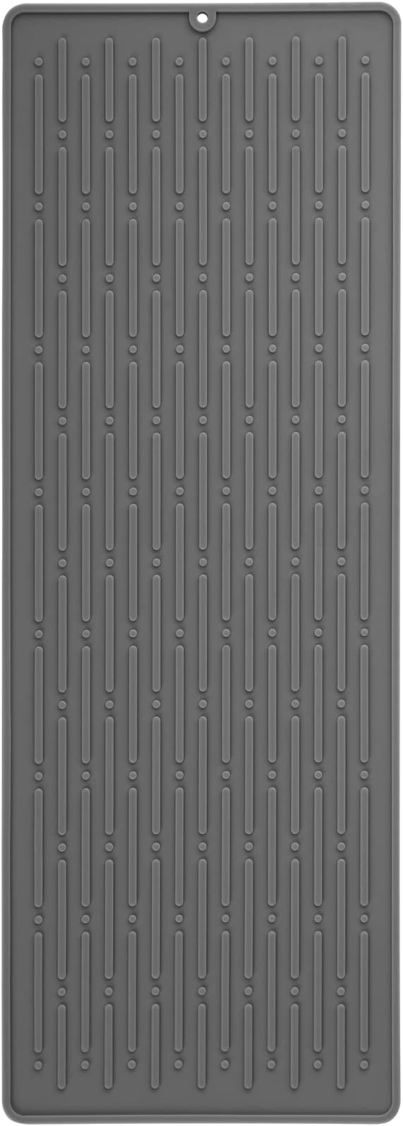 Dish Drying Mats, Heat-resistant Silicone Mat for Kitchen Counter, Non-Slip Dish Dry Mat Dishwasher Safe Large, Gray