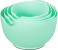 BoxedHome Mixing Bowls Set of 4, BPA Free Plastic,Microwave Safe, Green | 4.5/3.5/2.5/1.7 quarts,Non-slip Base Large Nesting Bowl with Pour Spout, Dishwasher Safe, for Prep, Cooking,Baking