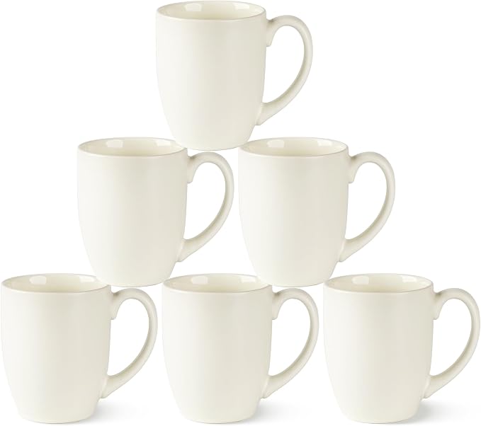 AmorArc 16 oz Coffee Mugs Set of 6, Large Ceramic Coffee Cups-Light Beige | Classic Coffee Mugs Set for Men,Women,Tea/Latte/Cappuccino/Cocoa. Dishwasher&Microwave Safe-